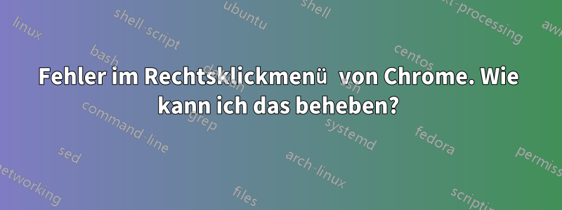 Fehler im Rechtsklickmenü von Chrome. Wie kann ich das beheben?