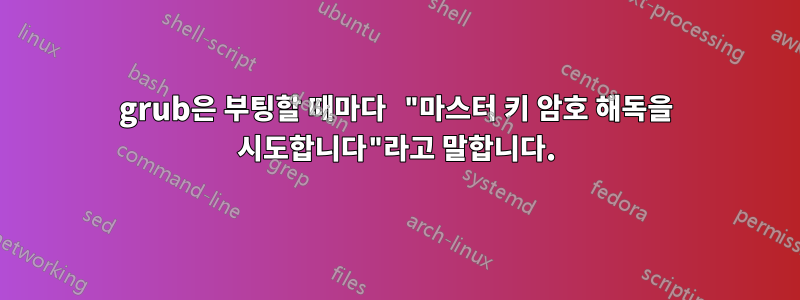 grub은 부팅할 때마다 "마스터 키 암호 해독을 시도합니다"라고 말합니다.