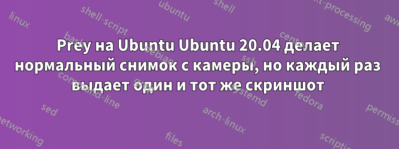 Prey на Ubuntu Ubuntu 20.04 делает нормальный снимок с камеры, но каждый раз выдает один и тот же скриншот