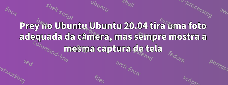 Prey no Ubuntu Ubuntu 20.04 tira uma foto adequada da câmera, mas sempre mostra a mesma captura de tela