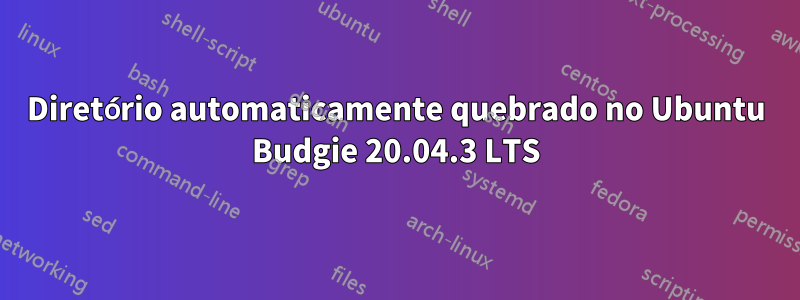 Diretório automaticamente quebrado no Ubuntu Budgie 20.04.3 LTS