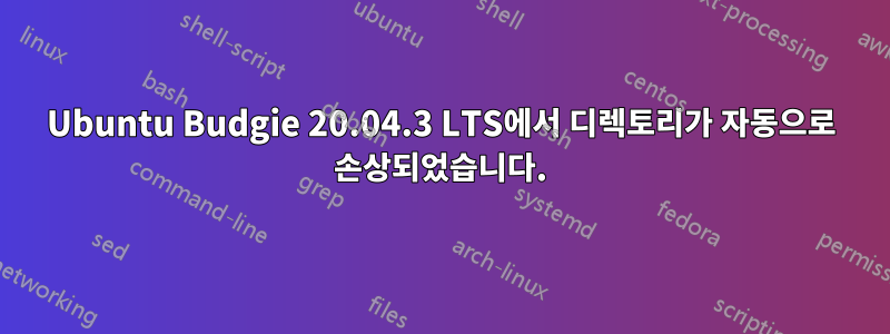 Ubuntu Budgie 20.04.3 LTS에서 디렉토리가 자동으로 손상되었습니다.