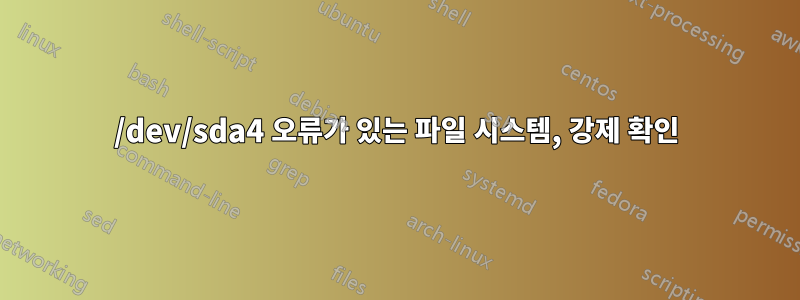 /dev/sda4 오류가 있는 파일 시스템, 강제 확인