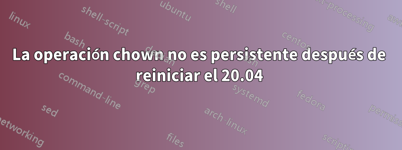 La operación chown no es persistente después de reiniciar el 20.04