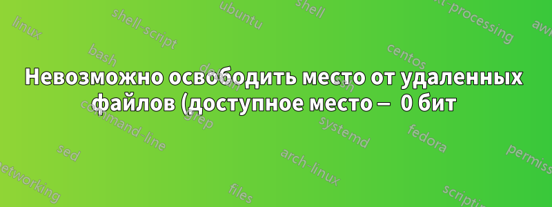 Невозможно освободить место от удаленных файлов (доступное место — 0 бит)