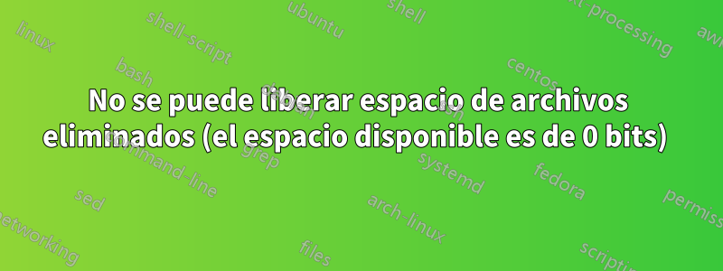 No se puede liberar espacio de archivos eliminados (el espacio disponible es de 0 bits) 