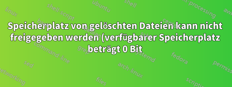 Speicherplatz von gelöschten Dateien kann nicht freigegeben werden (verfügbarer Speicherplatz beträgt 0 Bit)