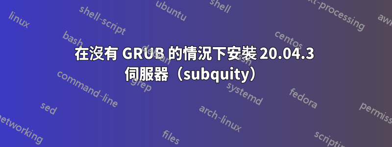 在沒有 GRUB 的情況下安裝 20.04.3 伺服器（subquity）