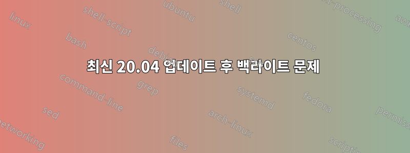 최신 20.04 업데이트 후 백라이트 문제