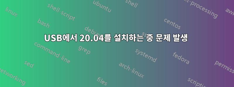 USB에서 20.04를 설치하는 중 문제 발생