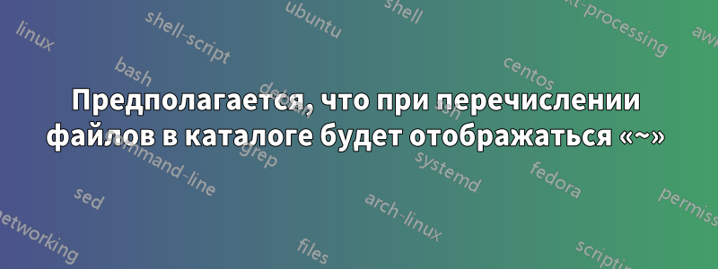 Предполагается, что при перечислении файлов в каталоге будет отображаться «~»