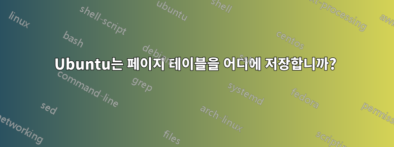 Ubuntu는 페이지 테이블을 어디에 저장합니까?