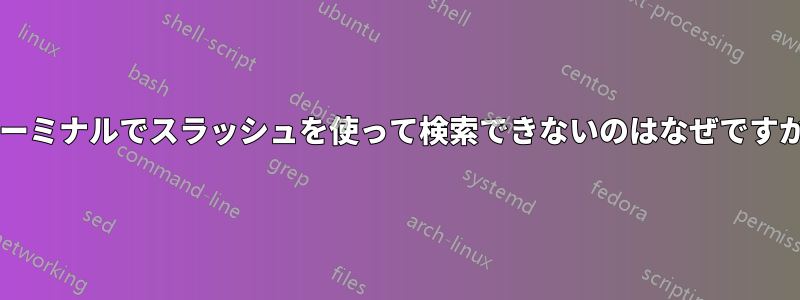 ターミナルでスラッシュを使って検索できないのはなぜですか?