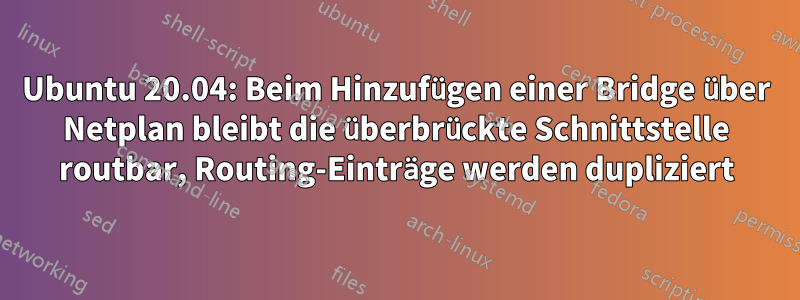 Ubuntu 20.04: Beim Hinzufügen einer Bridge über Netplan bleibt die überbrückte Schnittstelle routbar, Routing-Einträge werden dupliziert