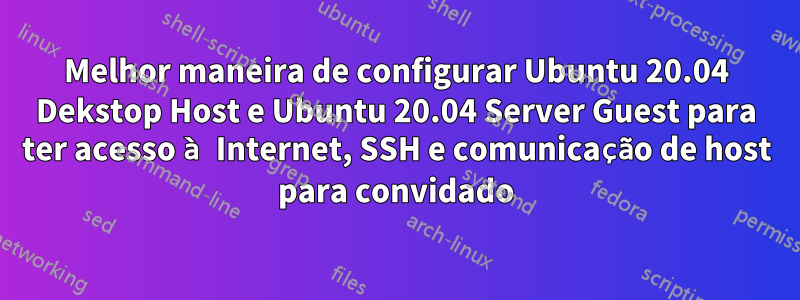 Melhor maneira de configurar Ubuntu 20.04 Dekstop Host e Ubuntu 20.04 Server Guest para ter acesso à Internet, SSH e comunicação de host para convidado