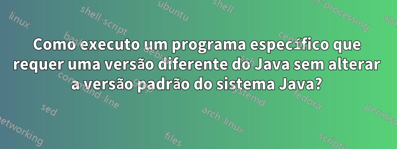 Como executo um programa específico que requer uma versão diferente do Java sem alterar a versão padrão do sistema Java?