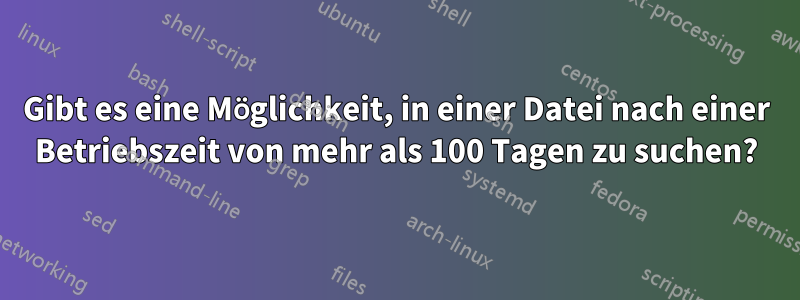 Gibt es eine Möglichkeit, in einer Datei nach einer Betriebszeit von mehr als 100 Tagen zu suchen?