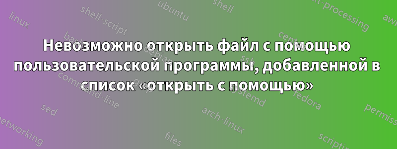 Невозможно открыть файл с помощью пользовательской программы, добавленной в список «открыть с помощью»