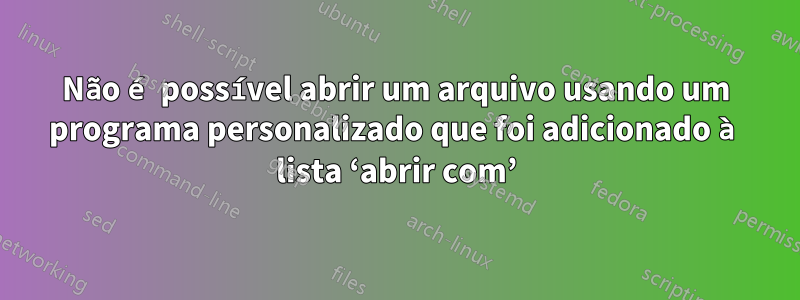 Não é possível abrir um arquivo usando um programa personalizado que foi adicionado à lista ‘abrir com’