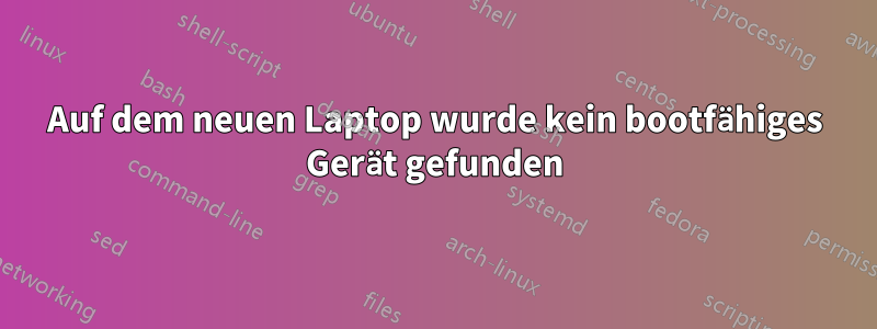 Auf dem neuen Laptop wurde kein bootfähiges Gerät gefunden