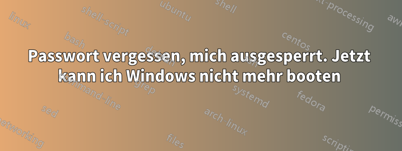 Passwort vergessen, mich ausgesperrt. Jetzt kann ich Windows nicht mehr booten