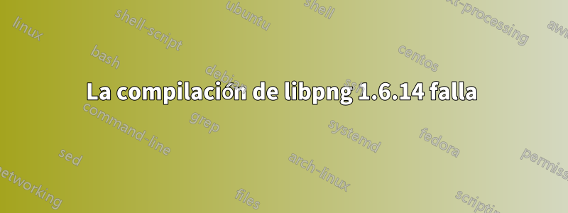 La compilación de libpng 1.6.14 falla
