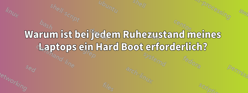 Warum ist bei jedem Ruhezustand meines Laptops ein Hard Boot erforderlich?