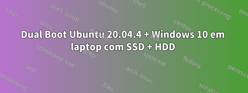 Dual Boot Ubuntu 20.04.4 + Windows 10 em laptop com SSD + HDD