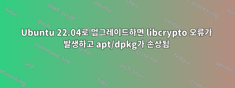 Ubuntu 22.04로 업그레이드하면 libcrypto 오류가 발생하고 apt/dpkg가 손상됨