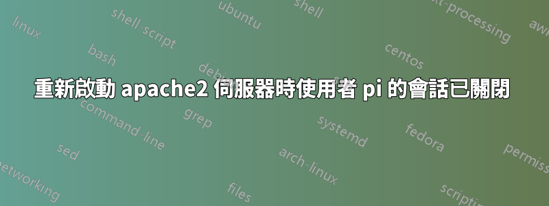 重新啟動 apache2 伺服器時使用者 pi 的會話已關閉