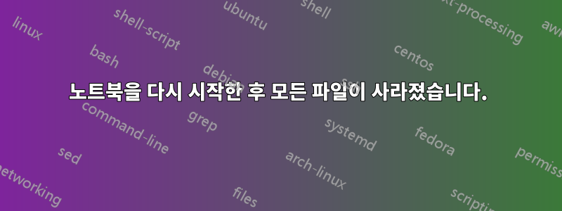 노트북을 다시 시작한 후 모든 파일이 사라졌습니다.