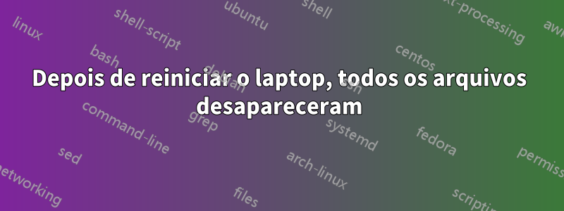Depois de reiniciar o laptop, todos os arquivos desapareceram