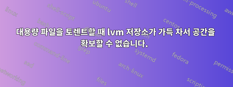 대용량 파일을 토렌트할 때 lvm 저장소가 가득 차서 공간을 확보할 수 없습니다. 