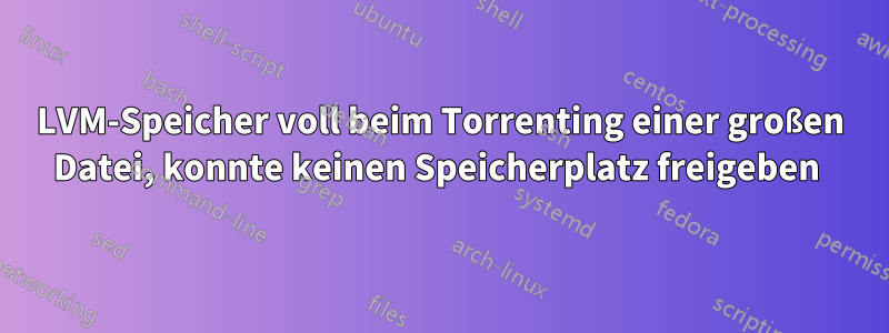 LVM-Speicher voll beim Torrenting einer großen Datei, konnte keinen Speicherplatz freigeben 