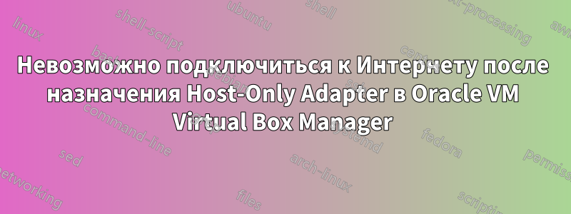 Невозможно подключиться к Интернету после назначения Host-Only Adapter в Oracle VM Virtual Box Manager