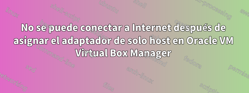 No se puede conectar a Internet después de asignar el adaptador de solo host en Oracle VM Virtual Box Manager