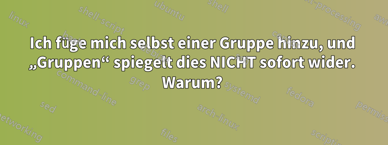 Ich füge mich selbst einer Gruppe hinzu, und „Gruppen“ spiegelt dies NICHT sofort wider. Warum?