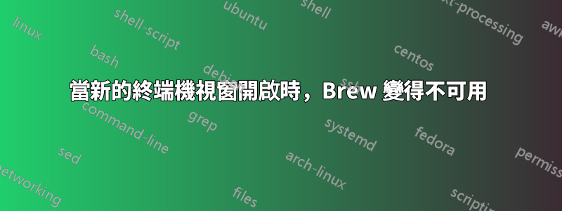 當新的終端機視窗開啟時，Brew 變得不可用