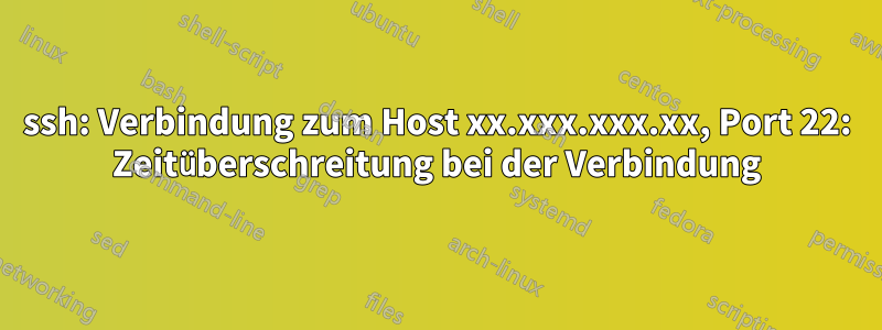 ssh: Verbindung zum Host xx.xxx.xxx.xx, Port 22: Zeitüberschreitung bei der Verbindung