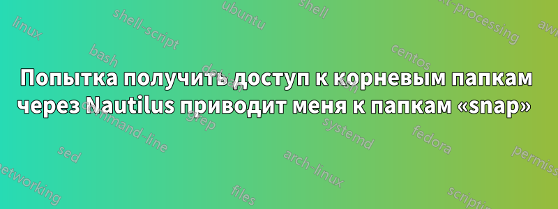 Попытка получить доступ к корневым папкам через Nautilus приводит меня к папкам «snap» 