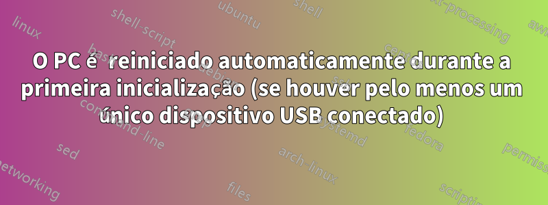 O PC é reiniciado automaticamente durante a primeira inicialização (se houver pelo menos um único dispositivo USB conectado)