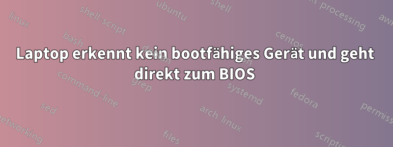 Laptop erkennt kein bootfähiges Gerät und geht direkt zum BIOS