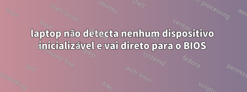 laptop não detecta nenhum dispositivo inicializável e vai direto para o BIOS