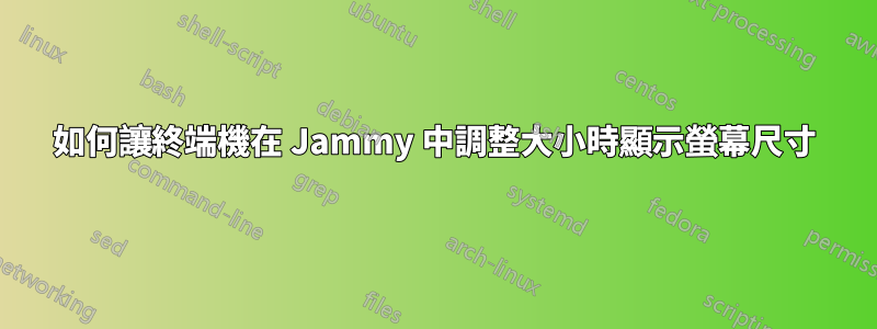 如何讓終端機在 Jammy 中調整大小時顯示螢幕尺寸