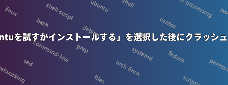 「Ubuntuを試すかインストールする」を選択した後にクラッシュします