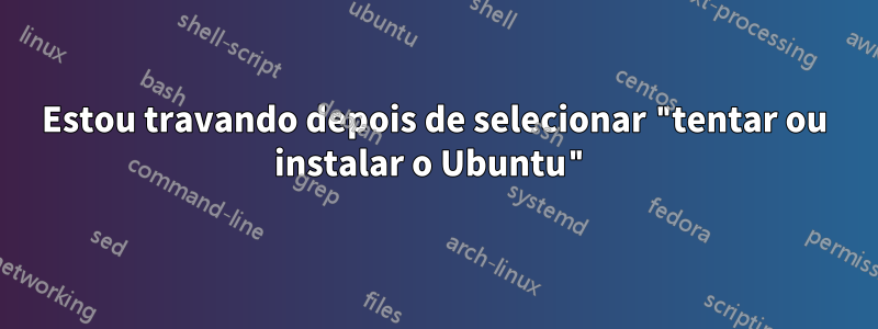 Estou travando depois de selecionar "tentar ou instalar o Ubuntu"