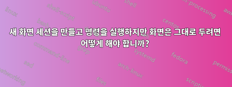 새 화면 세션을 만들고 명령을 실행하지만 화면은 그대로 두려면 어떻게 해야 합니까?