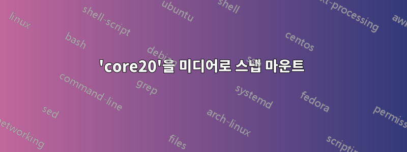 'core20'을 미디어로 스냅 마운트