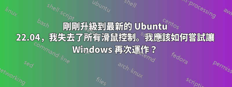 剛剛升級到最新的 Ubuntu 22.04，我失去了所有滑鼠控制。我應該如何嘗試讓 Windows 再次運作？