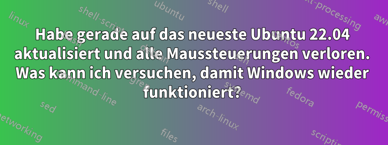 Habe gerade auf das neueste Ubuntu 22.04 aktualisiert und alle Maussteuerungen verloren. Was kann ich versuchen, damit Windows wieder funktioniert?